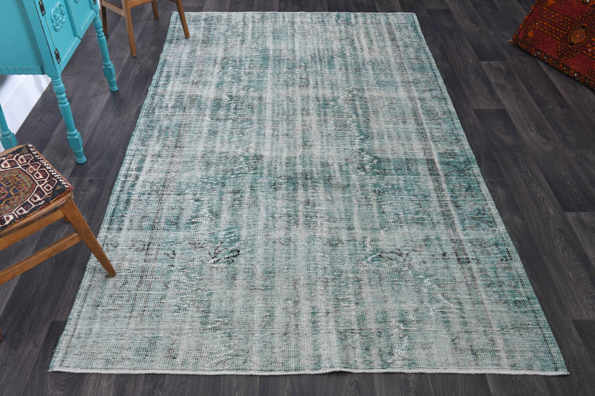 El yapımı vintage halı 185x307 cm soyut desenli yün - detay görünümü