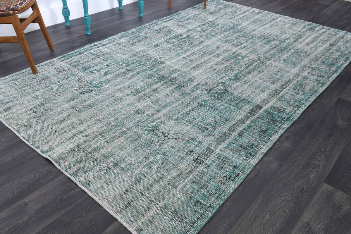 El yapımı vintage halı 185x307 cm soyut desenli yün - yakın çekim doku detayı