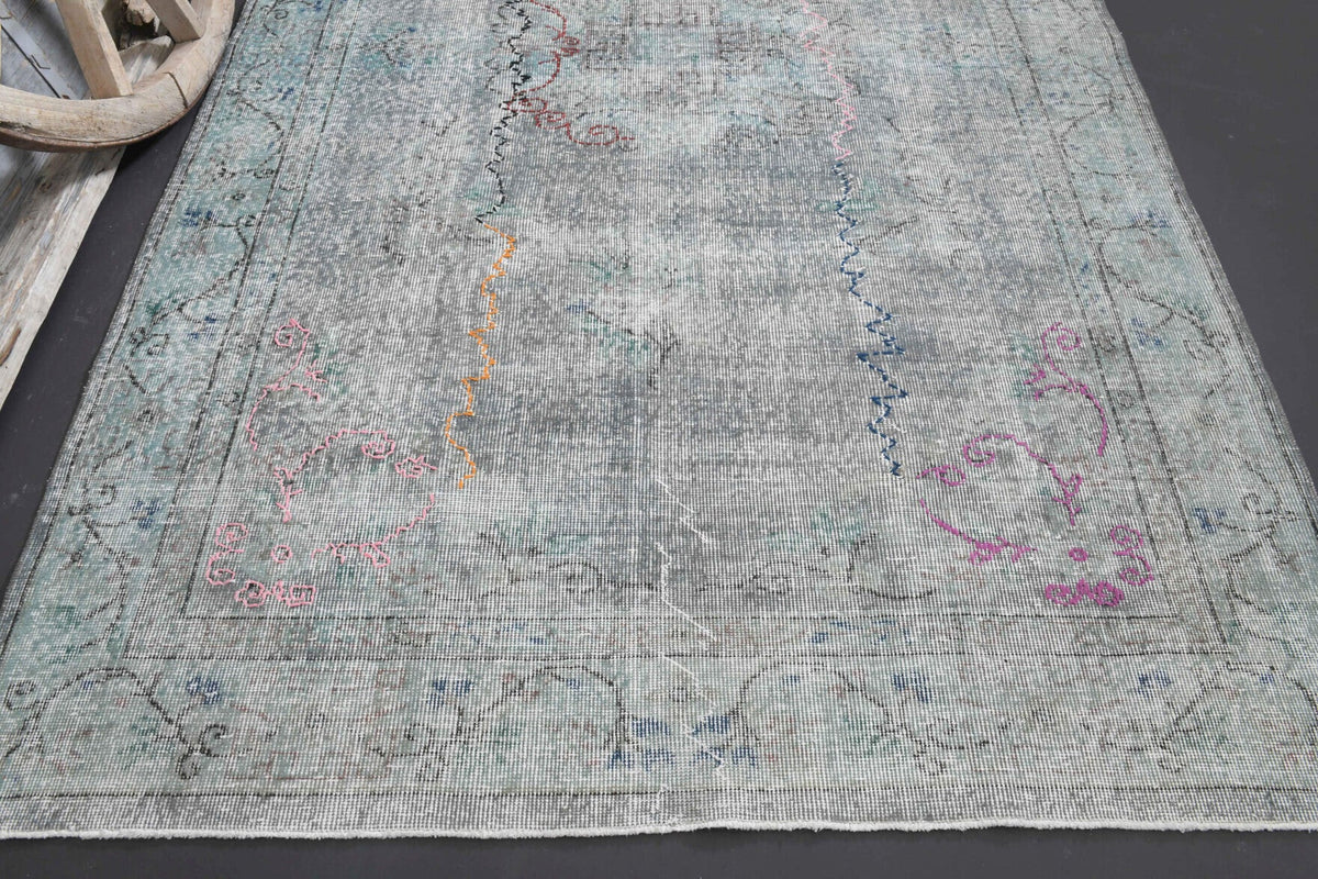 Vintage halı 176x284 cm – gri oryantal desenli, el dokuma