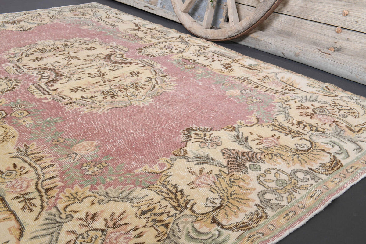 El yapımı vintage halı 152x274 cm oryantal desenli yün - desen detayı