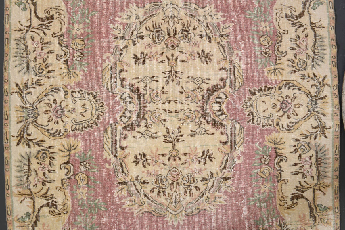 El yapımı vintage halı 152x274 cm oryantal desenli yün - üstten görünüm