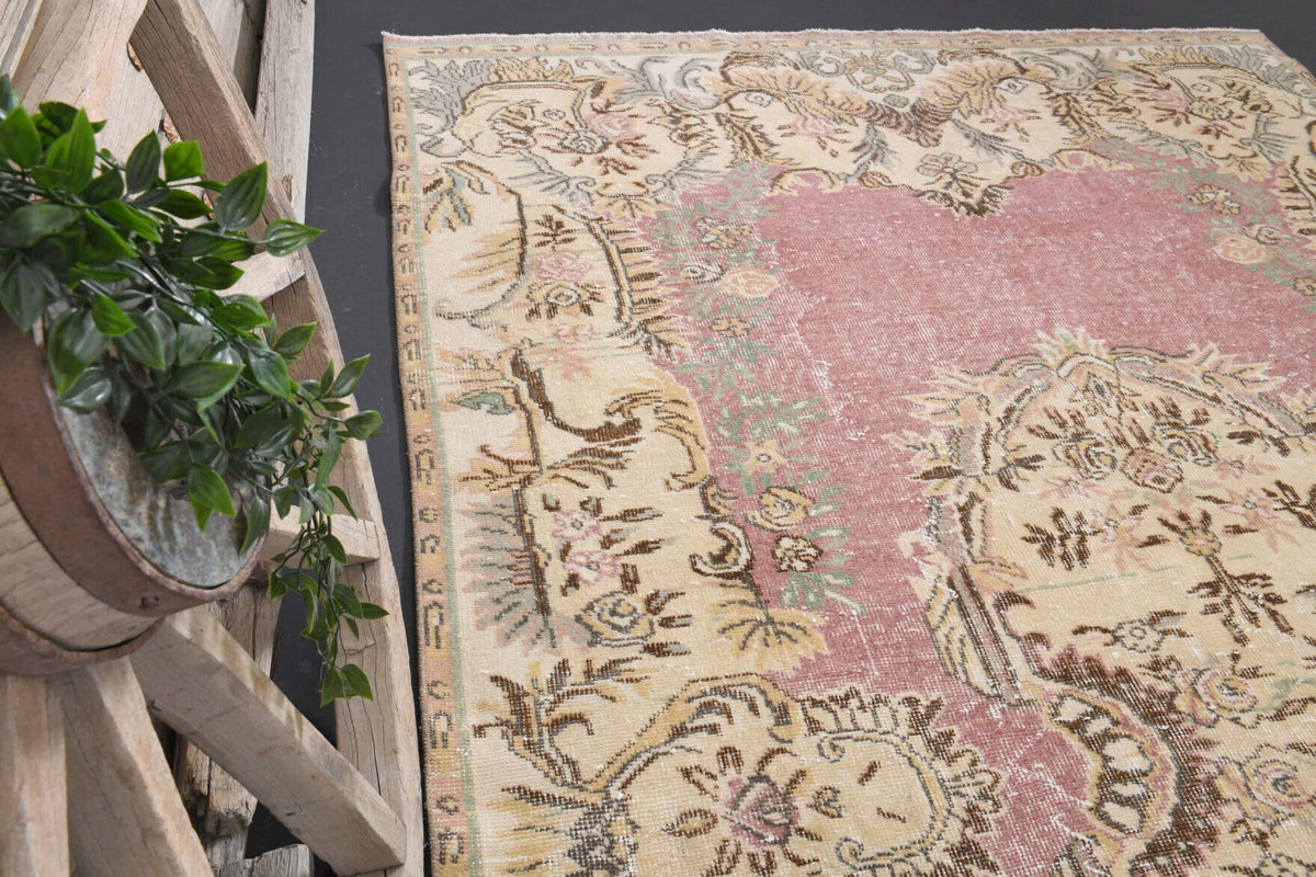 El yapımı vintage halı 152x274 cm oryantal desenli yün - farklı açıdan görünüm