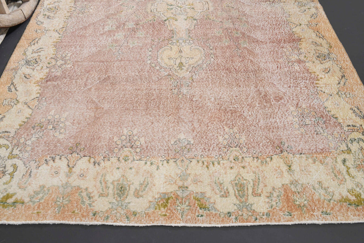 Vintage halı 204x288 cm – turuncu oryantal desenli, el dokuma