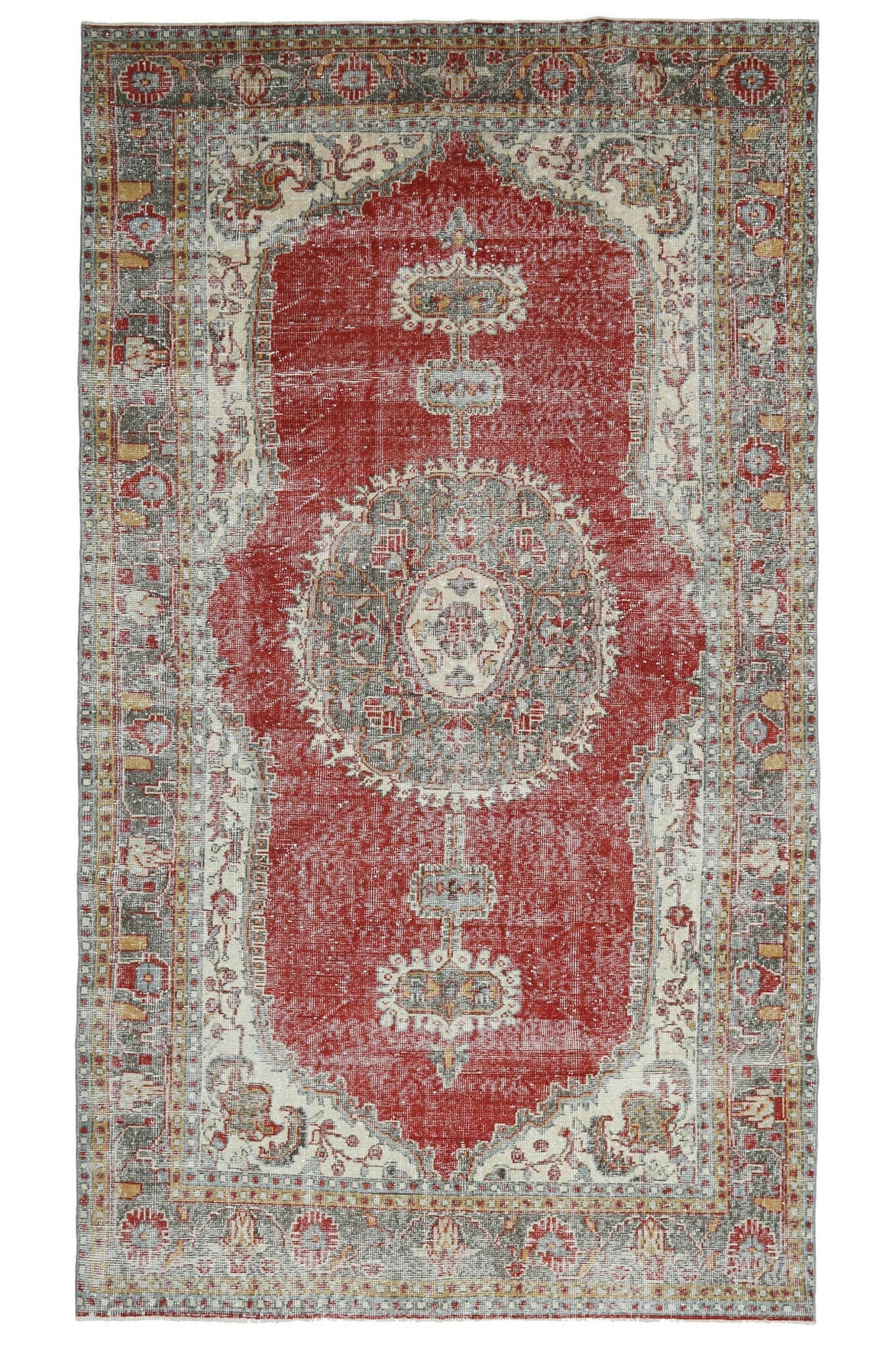 El yapımı vintage halı 183x305 cm oryantal desenli yün