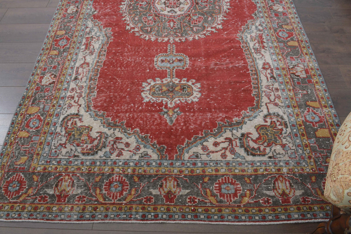 El yapımı vintage halı 183x305 cm oryantal desenli yün - desen detayı