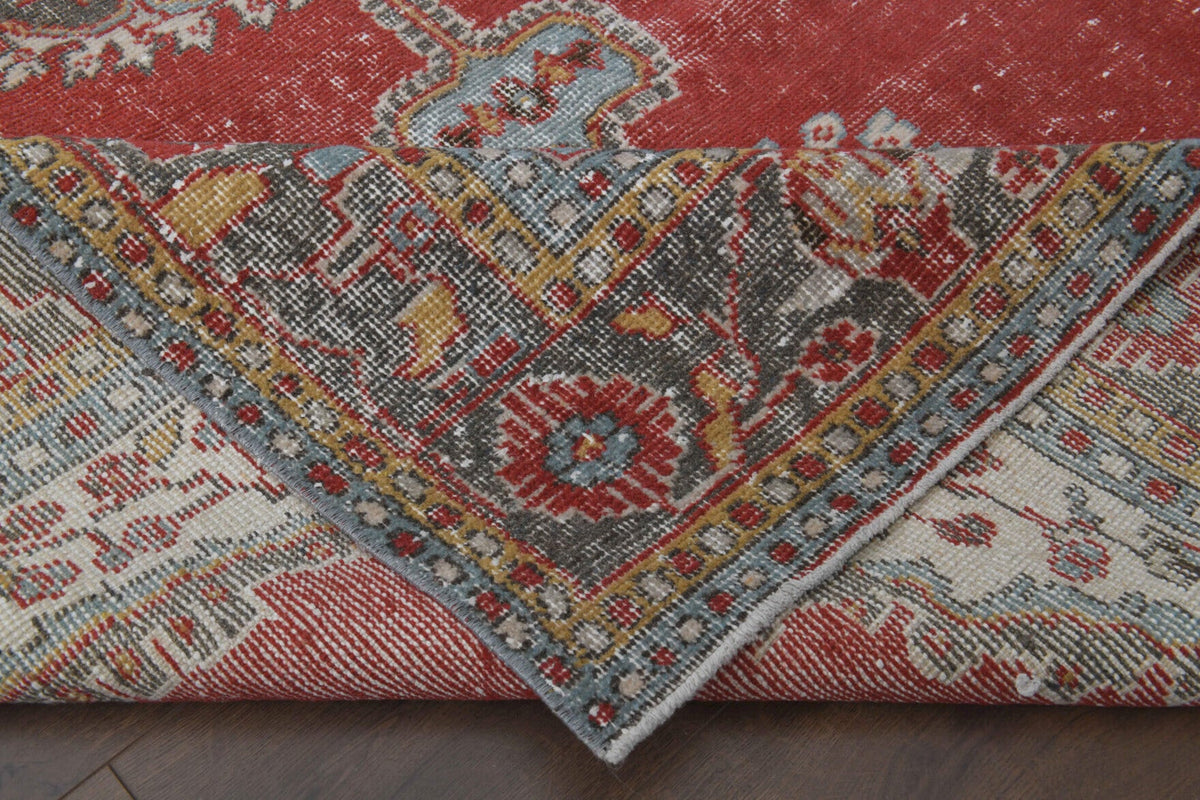El yapımı vintage halı 183x305 cm oryantal desenli yün - üstten görünüm