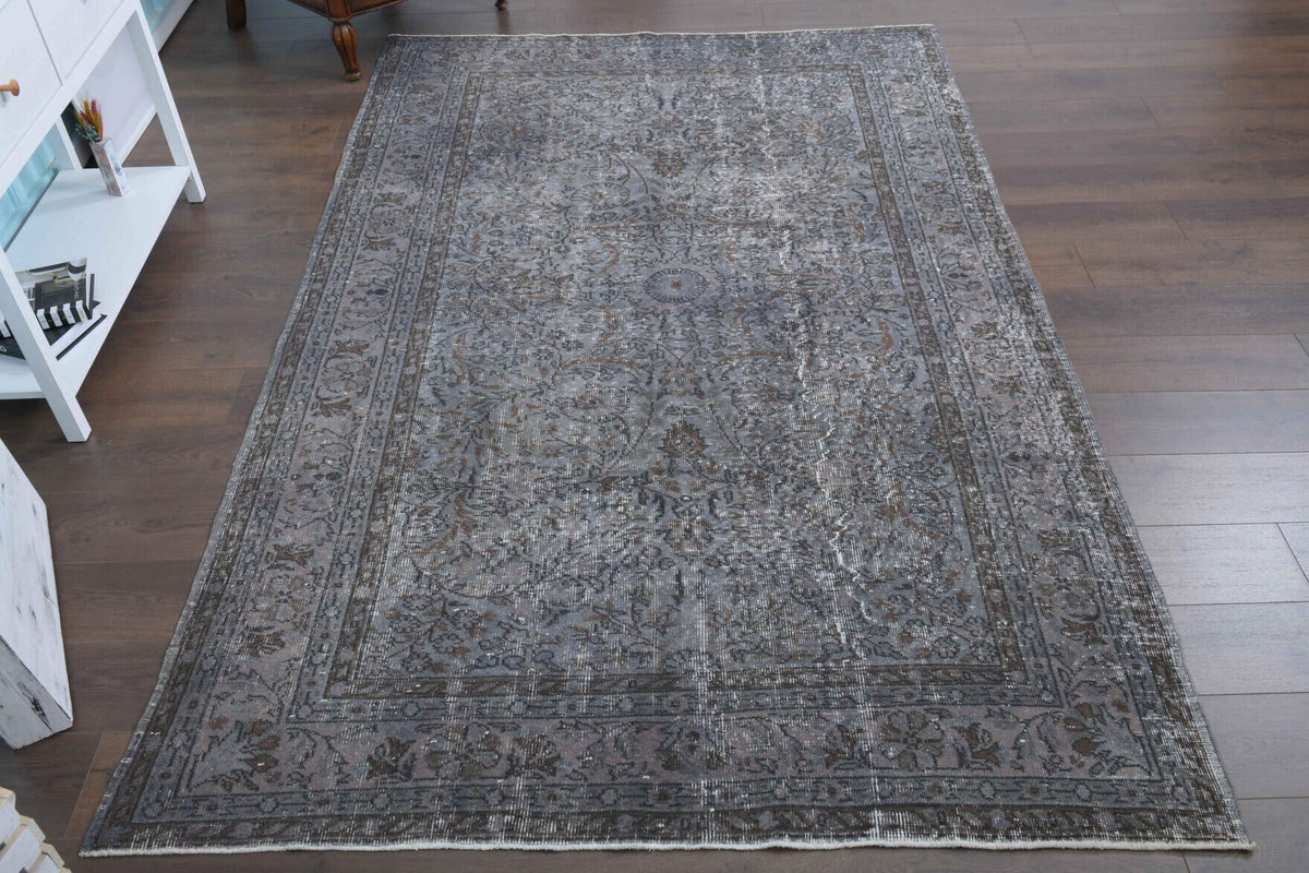 El yapımı vintage halı 180x290 cm çiçek desenli desenli yün - yakın çekim doku detayı