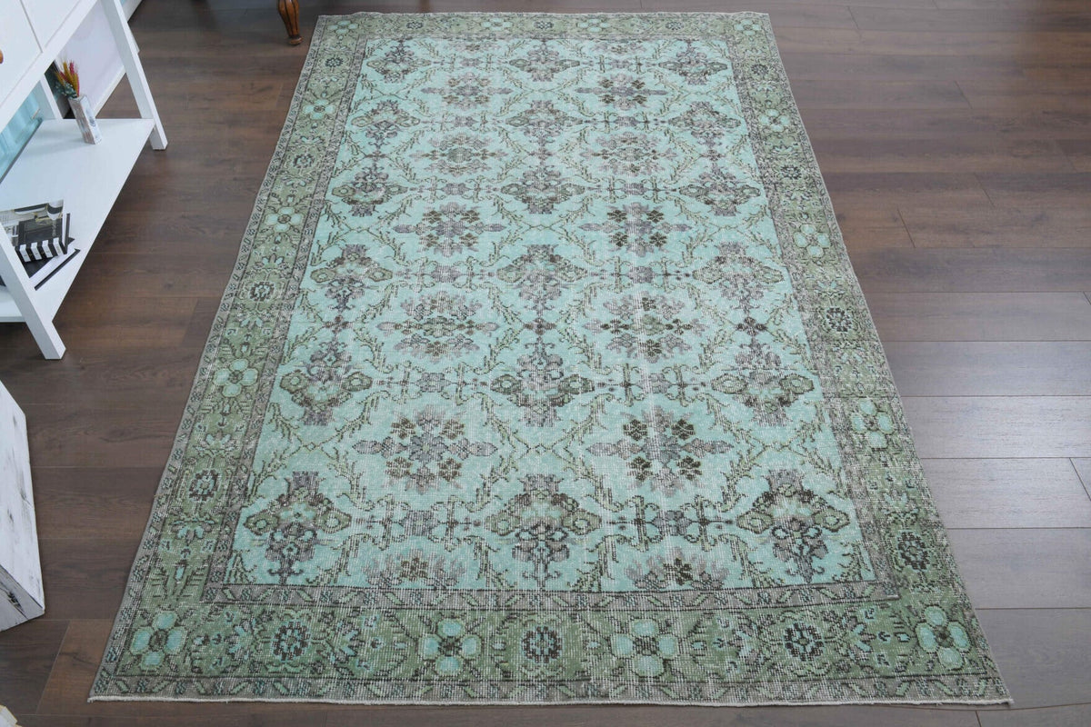 El yapımı vintage halı 170x277 cm çiçek desenli desenli yün - yakın çekim doku detayı