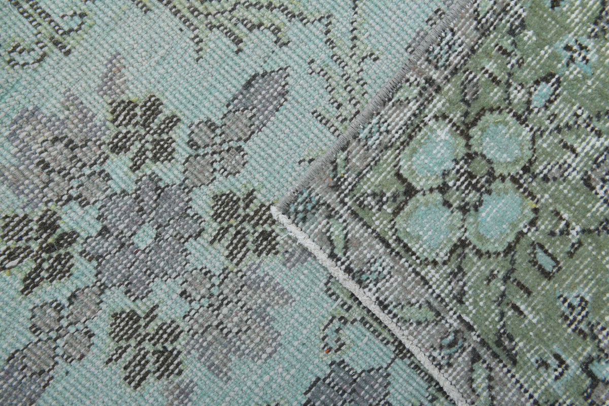 Vintage halı 172x276 cm – yeşil ve gri çiçek desenli, el dokuma