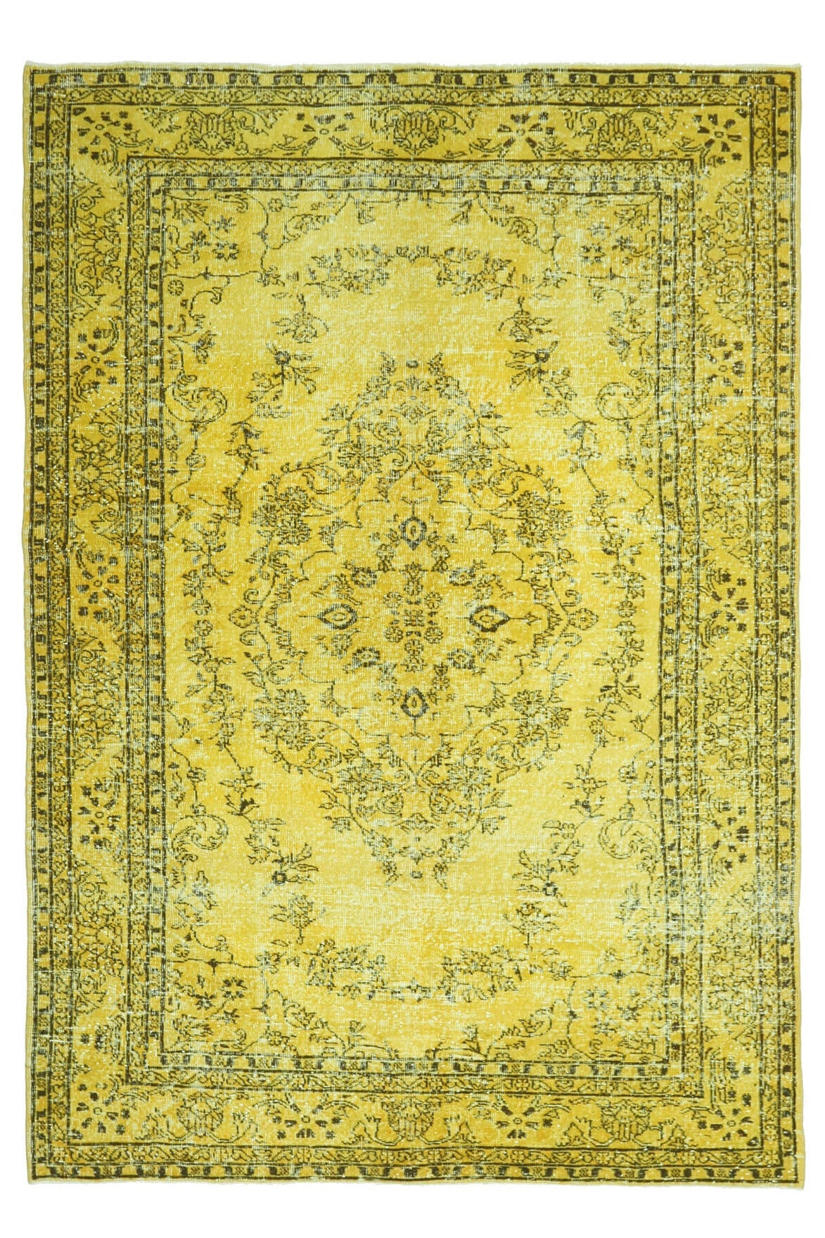 El yapımı vintage halı 193x284 cm oryantal desenli yün