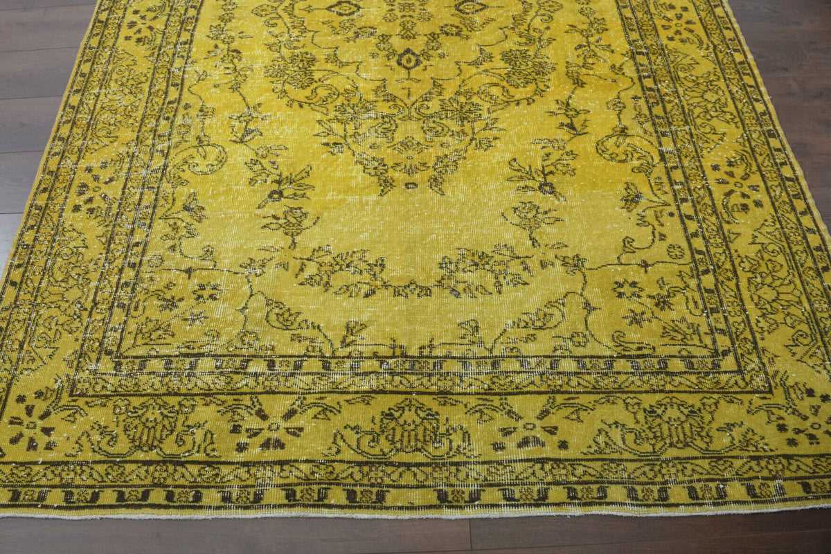 El yapımı vintage halı 193x284 cm oryantal desenli yün - desen detayı