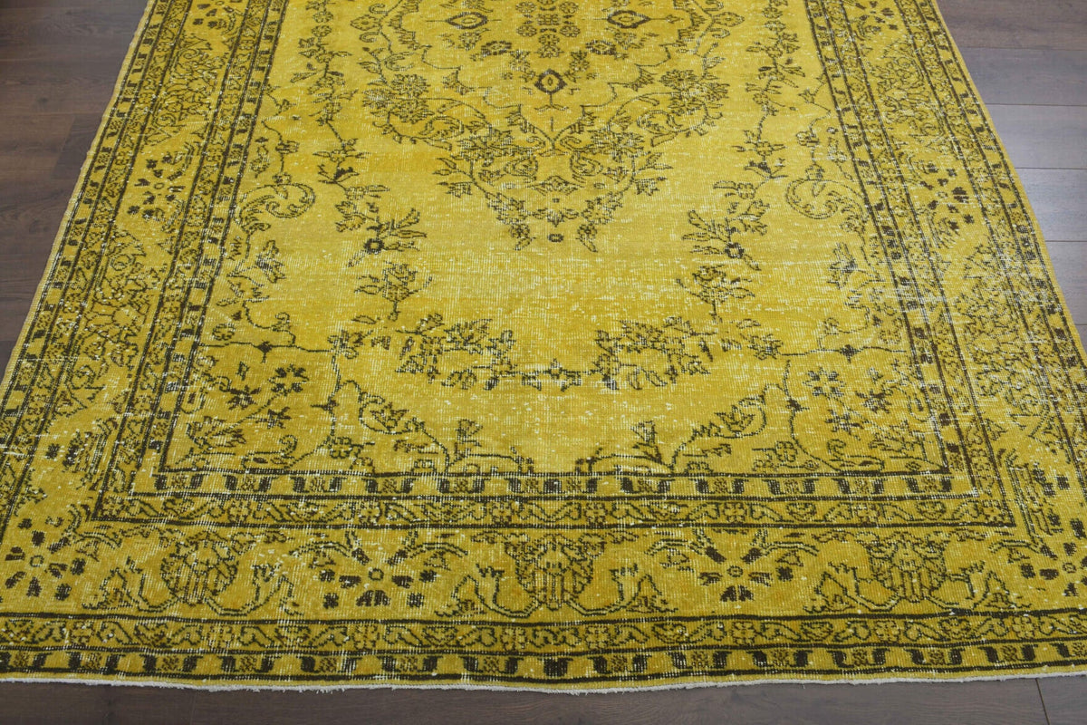El yapımı vintage halı 193x284 cm oryantal desenli yün - mekan görünümü