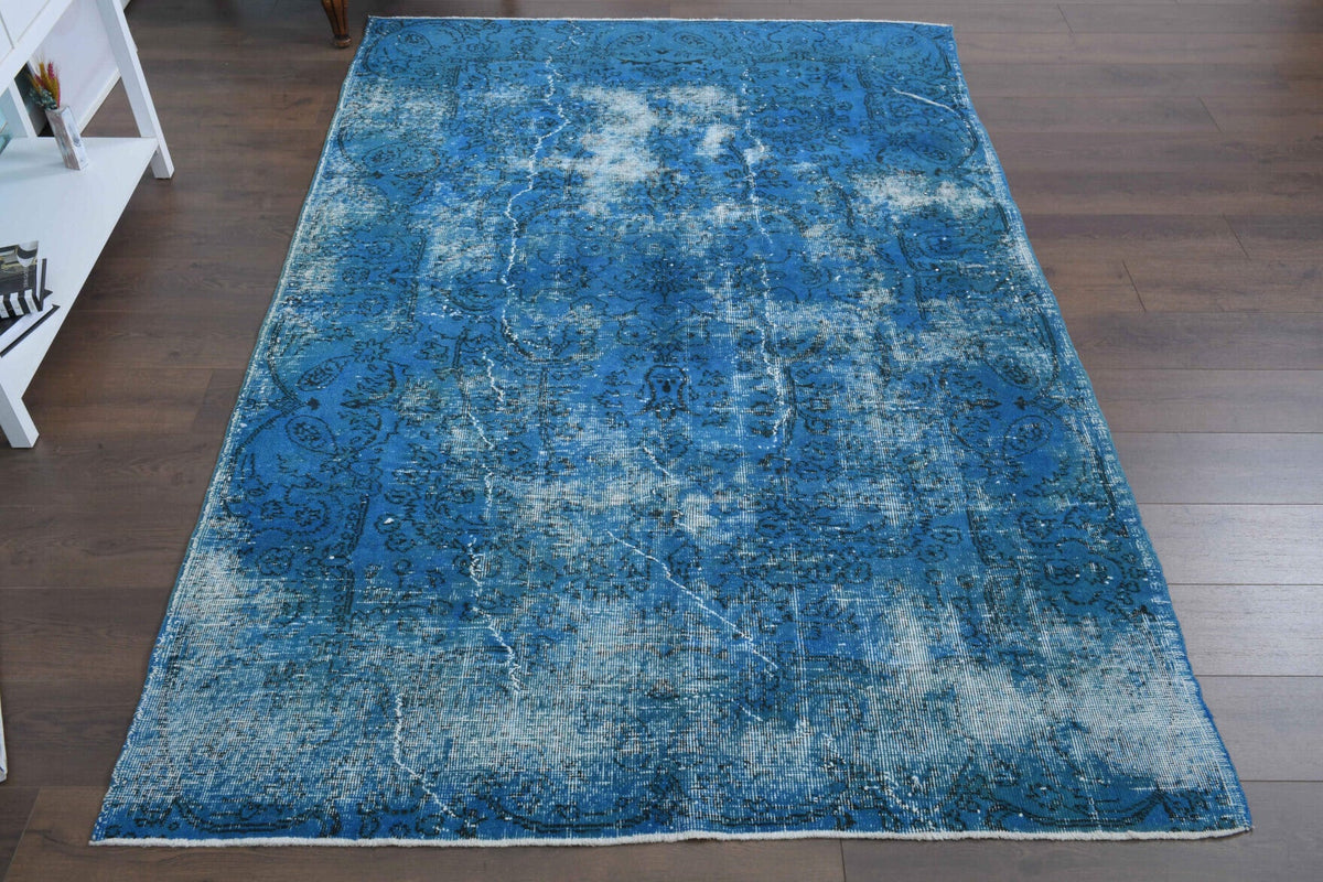 El yapımı vintage halı 170x262 cm çiçek desenli desenli yün - yakın çekim doku detayı