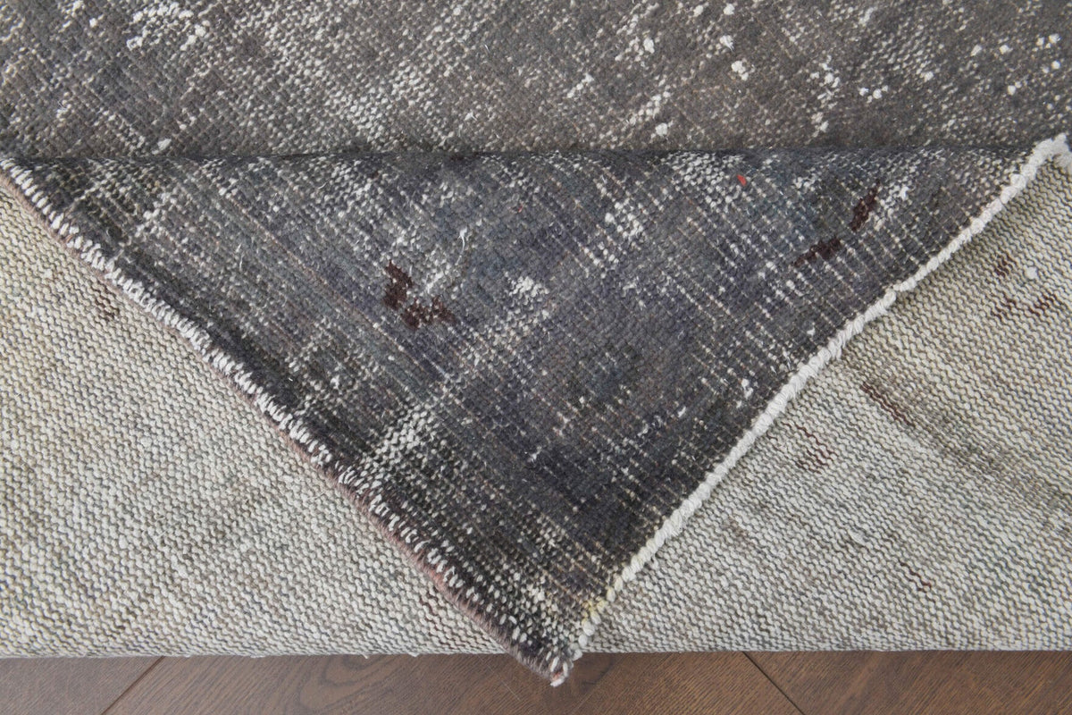 Vintage halı 188x302 cm – gri düz zeminli, el dokuma