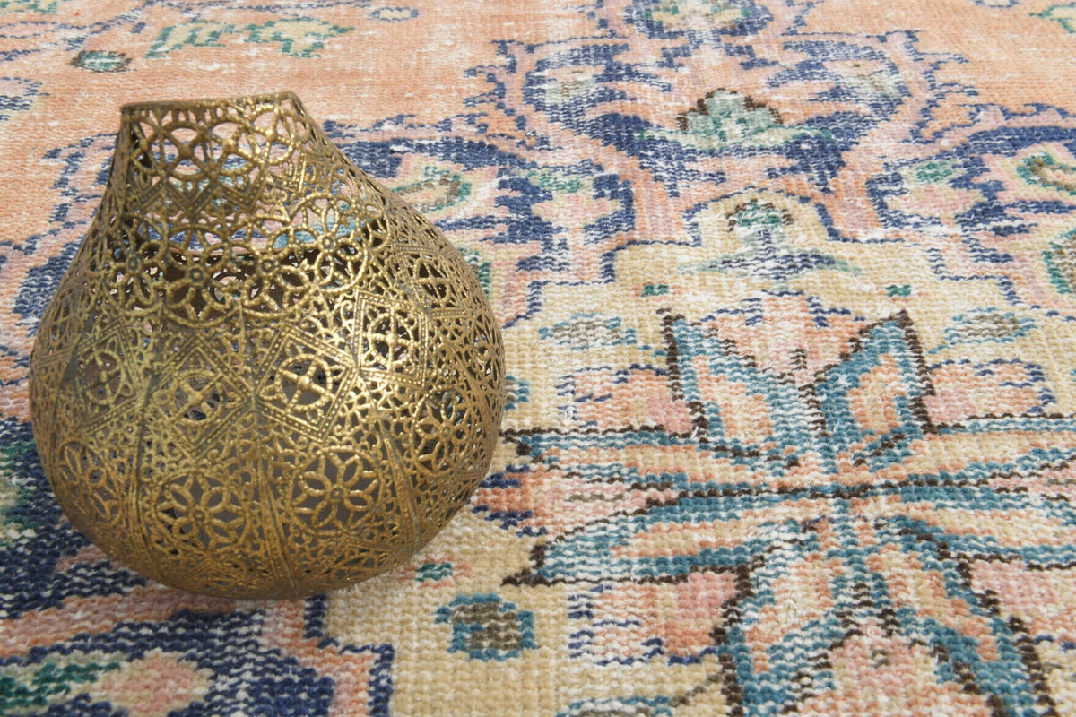 El yapımı vintage halı 183x305 cm oryantal desenli yün - detay görünümü