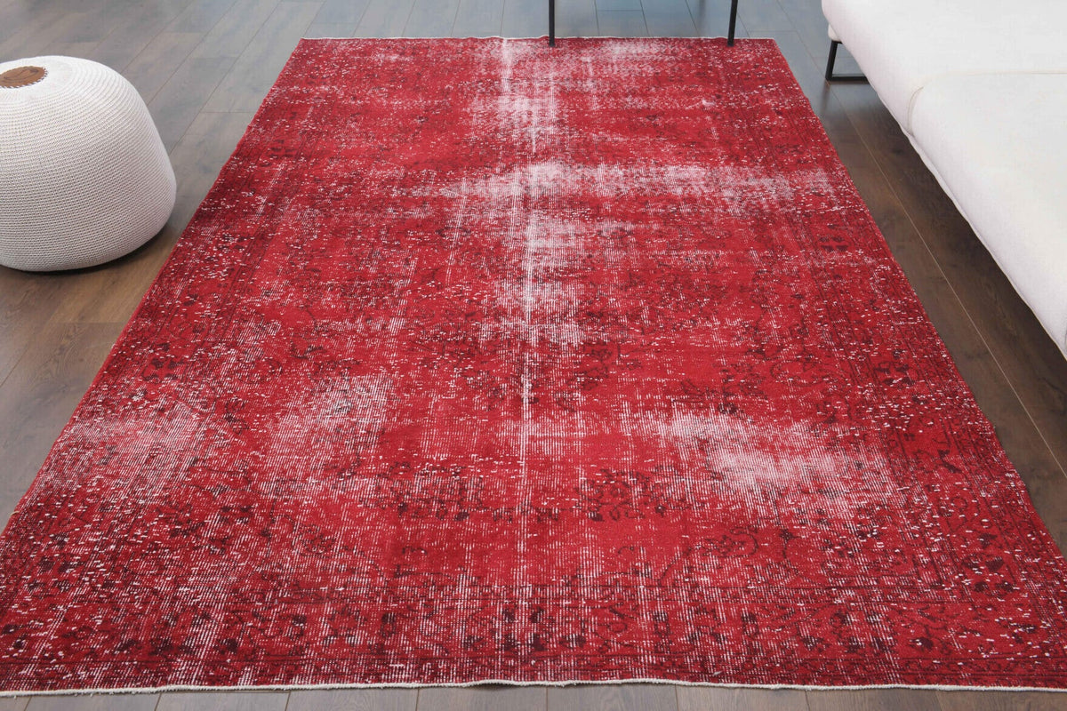 El yapımı vintage halı 183x274 cm oryantal desenli yün - detay görünümü