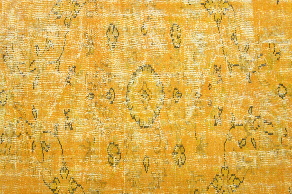 Vintage Yellow Rug, Turkish Area Anatolian Rug