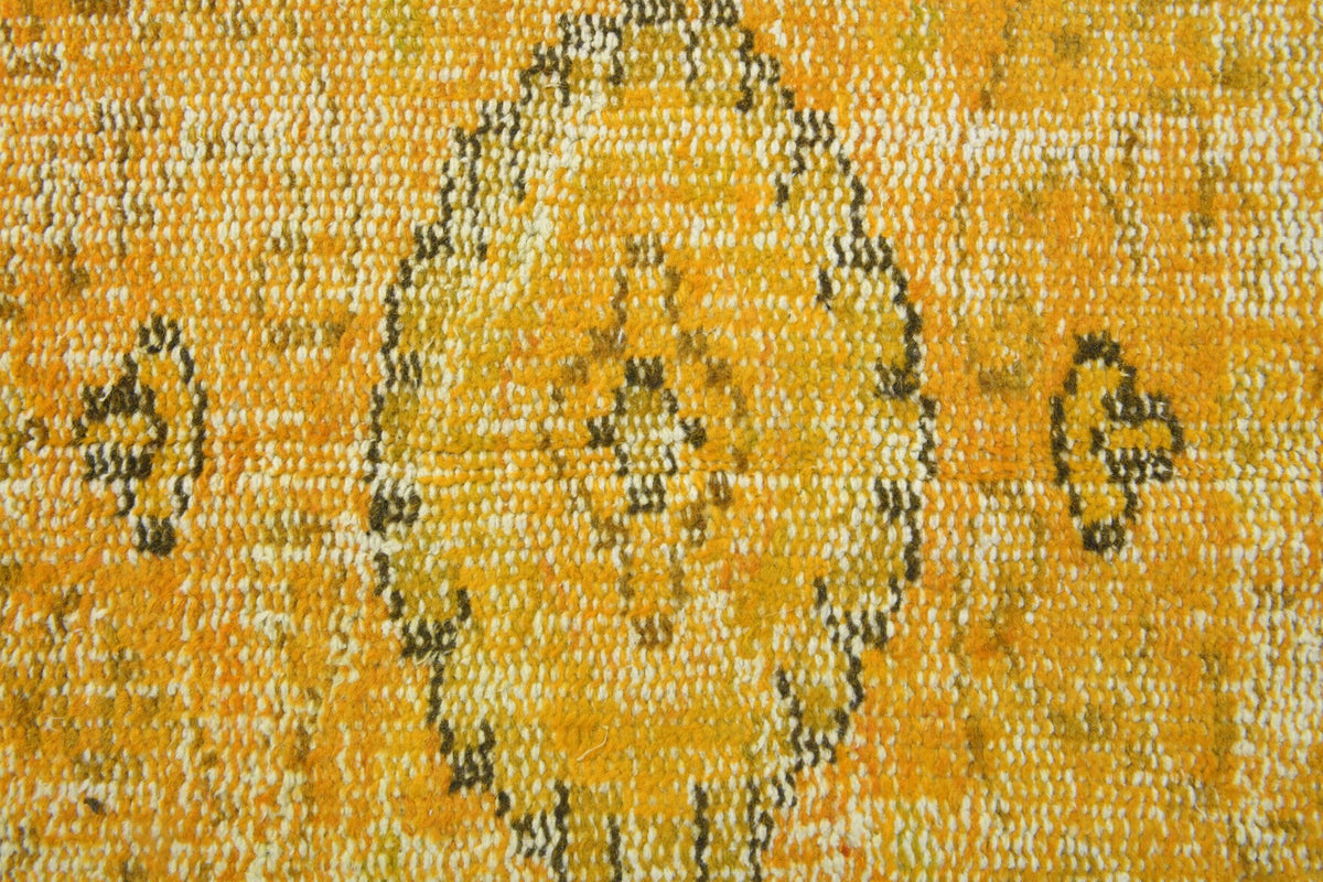 Vintage Yellow Rug, Turkish Area Anatolian Rug