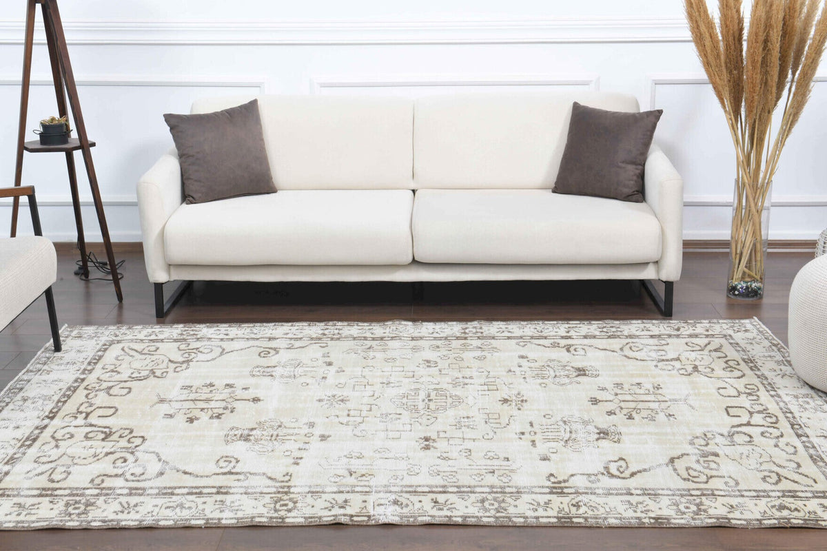 Cream Vintage Anatolian Area Rug