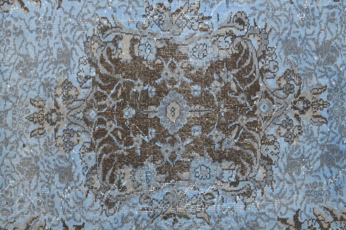 Vintage halı 180x280 cm – mavi ve gri oryantal desenli, el dokuma