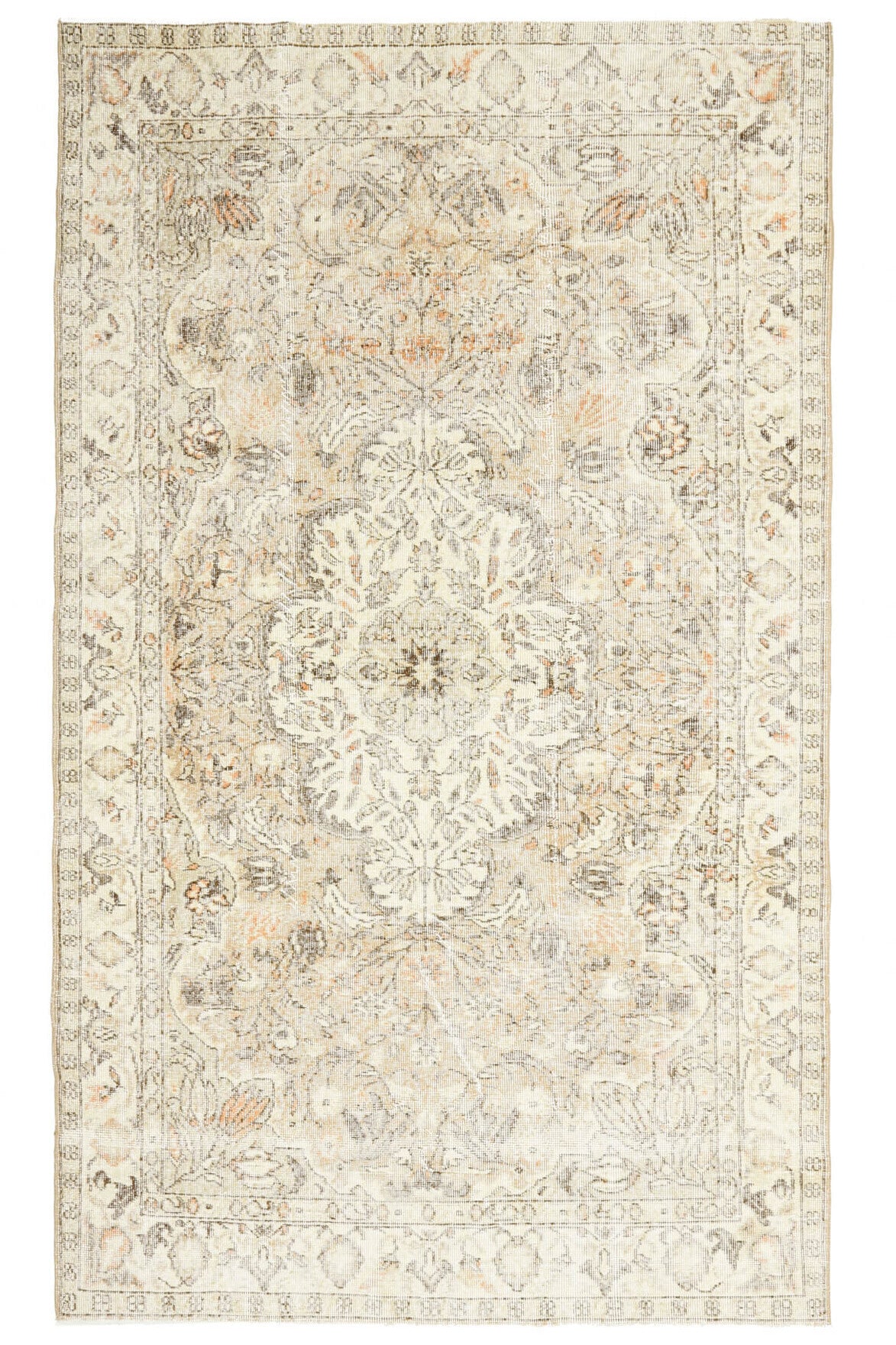 El yapımı vintage halı 157x269 cm oryantal desenli yün