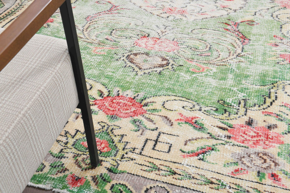 Salon için çiçek desenli el dokuma vintage halı – 185x290 cm
