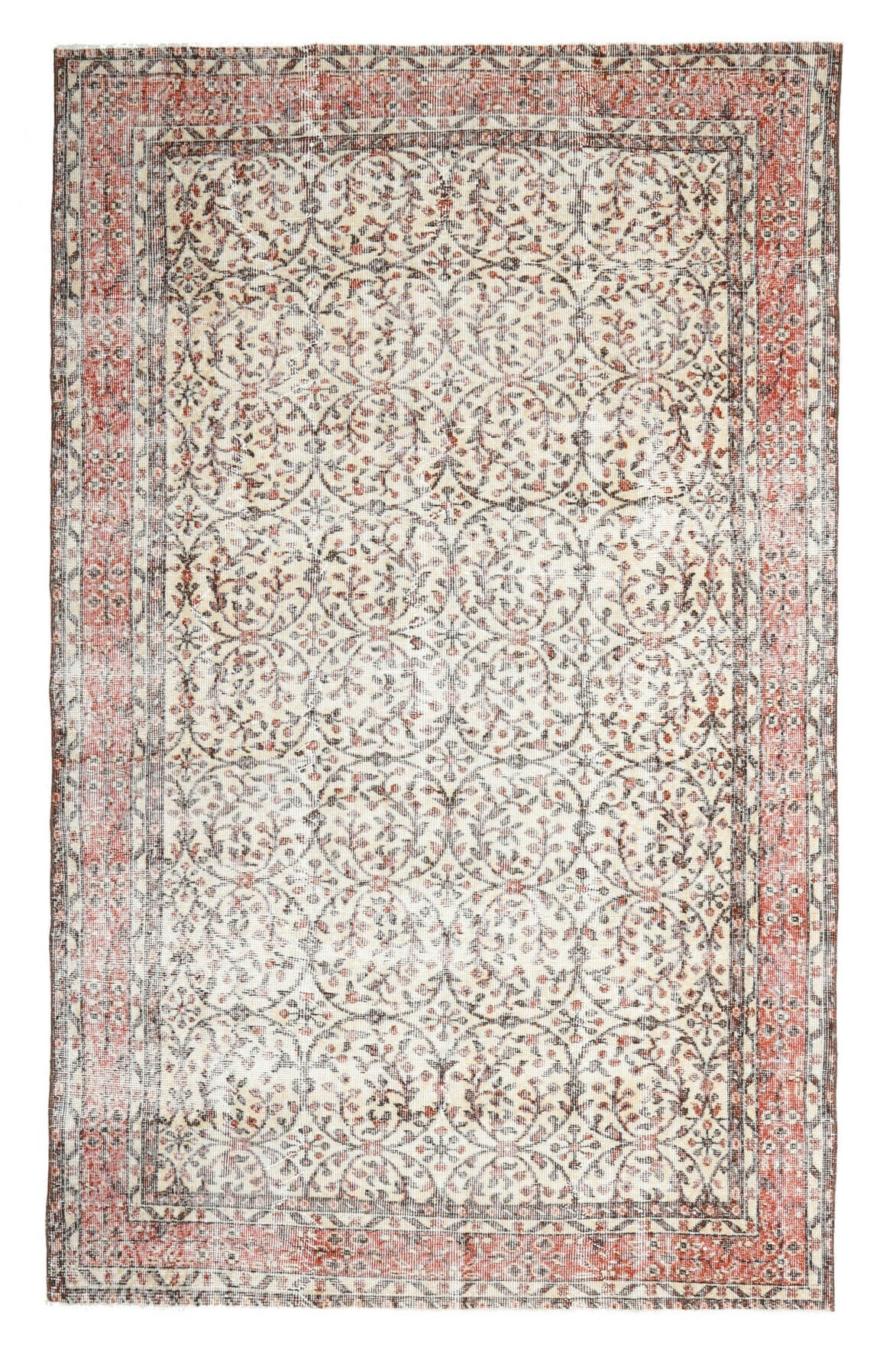 El yapımı vintage halı 170x272 cm çiçek desenli desenli yün