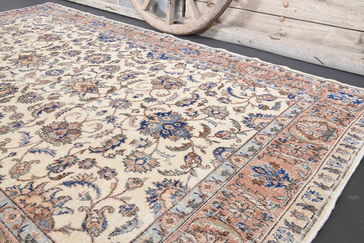 Salon için oryantal desenli el dokuma vintage halı – 199x322 cm