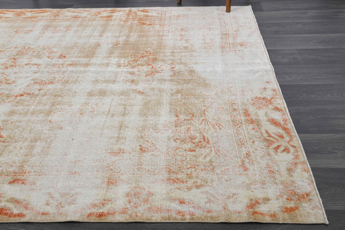 El yapımı vintage halı 198x292 cm oryantal desenli yün - mekan görünümü