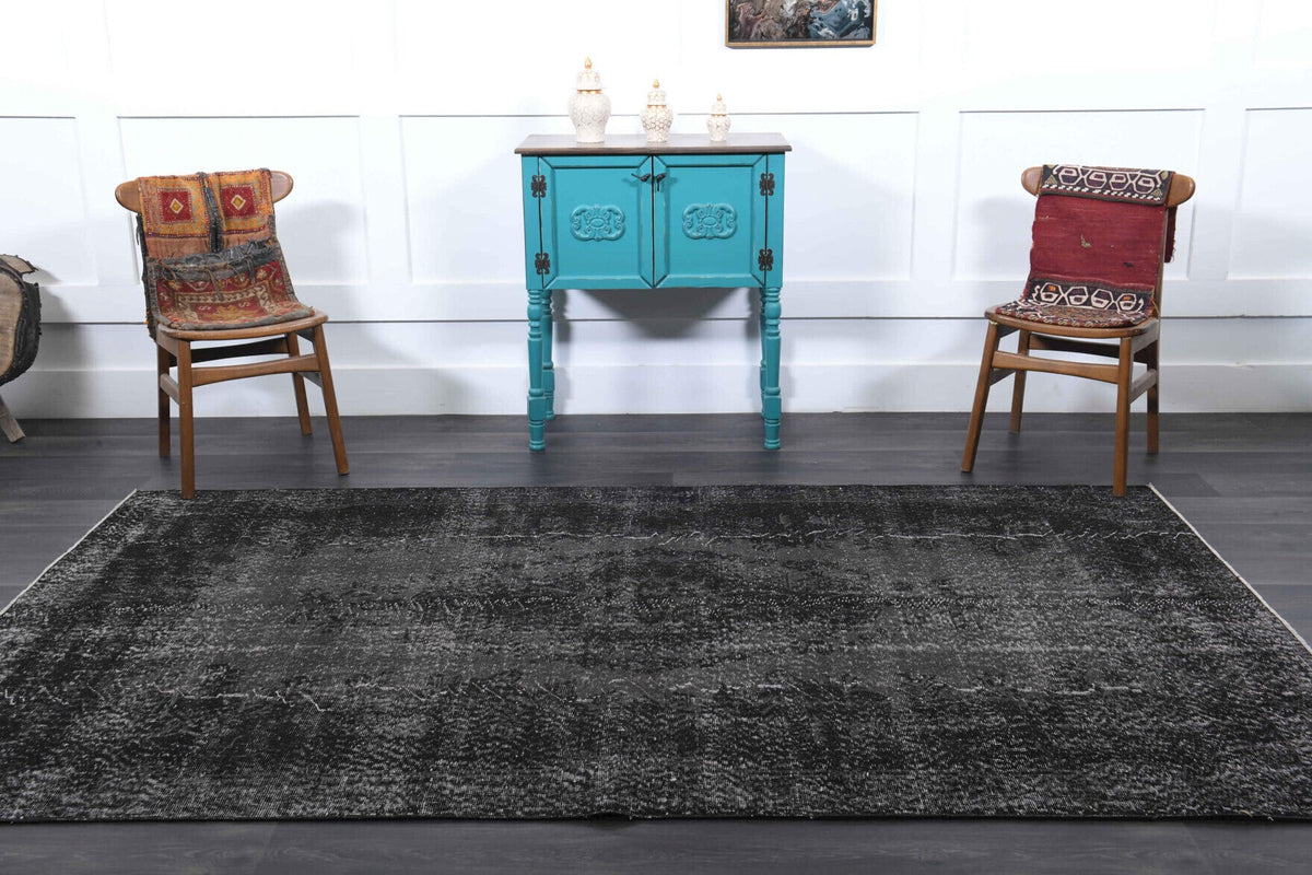 Vintage Anatolian Black Area Rug