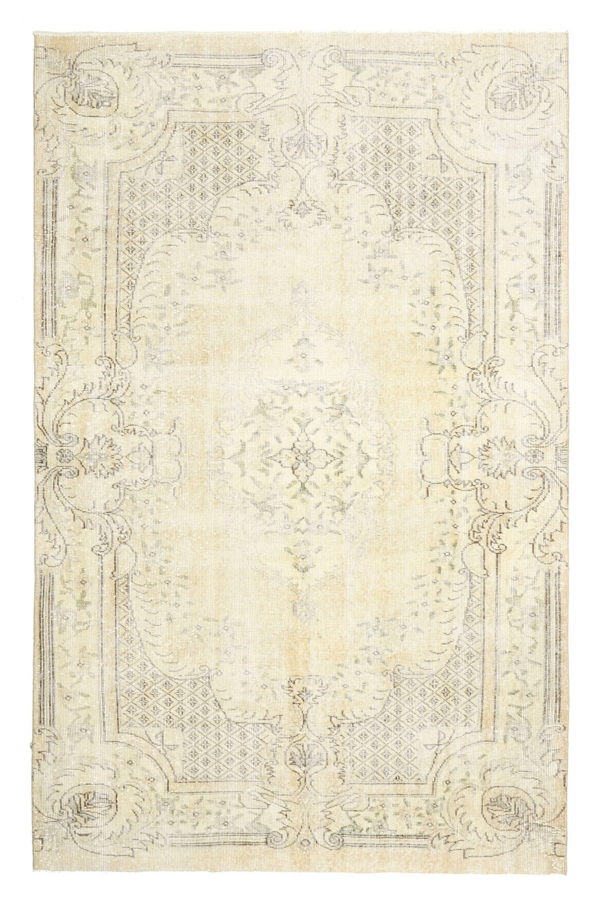El yapımı vintage halı 152x244 cm oryantal desenli yün