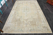 El yapımı vintage halı 152x244 cm oryantal desenli yün - detay görünümü