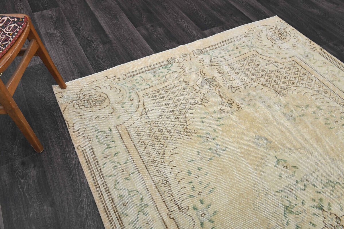 El yapımı vintage halı 152x244 cm oryantal desenli yün - üstten görünüm