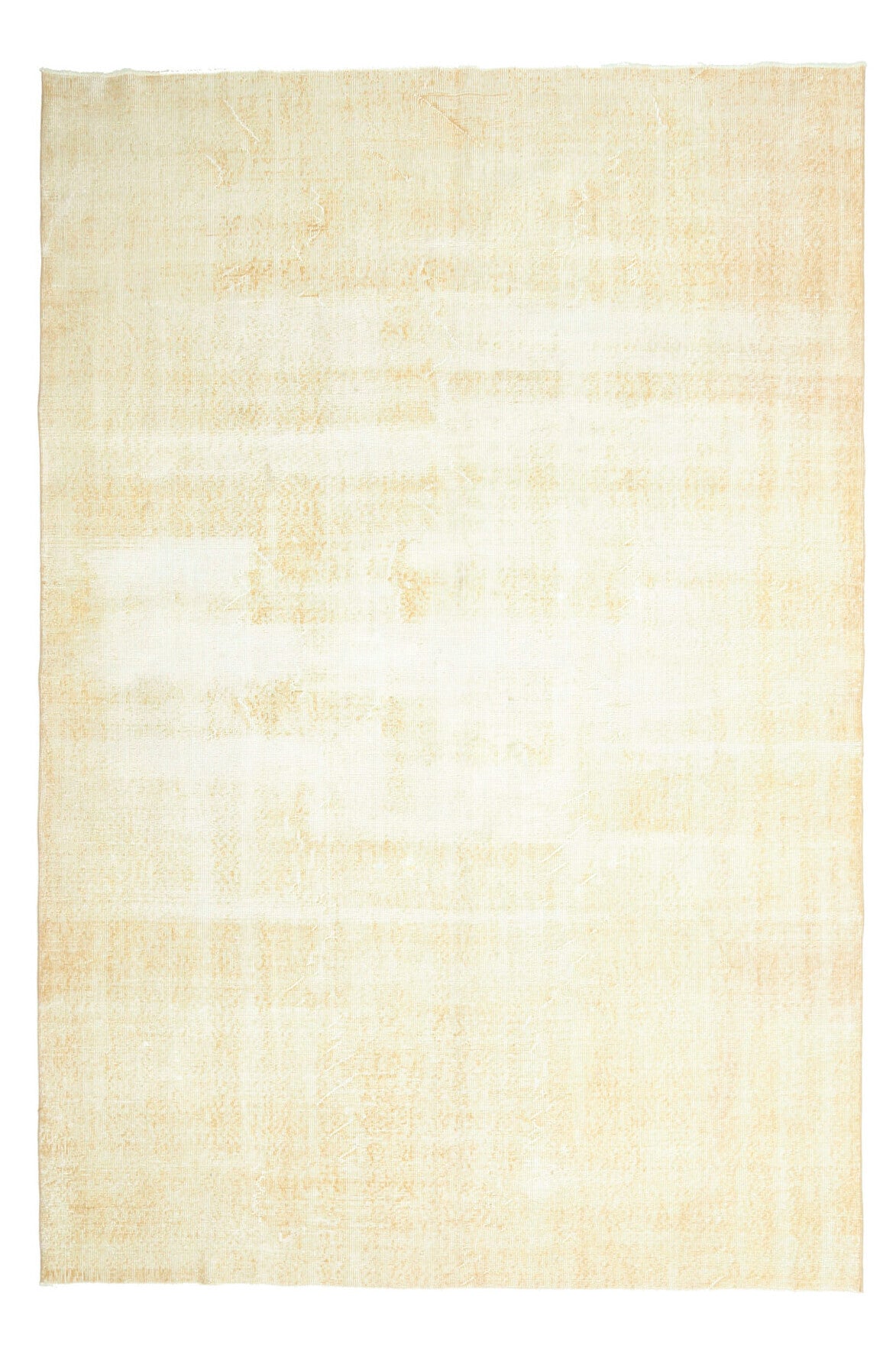 202x303 cm bej ve beyaz düz zeminli el dokuma vintage halı – üstten tam görünüm