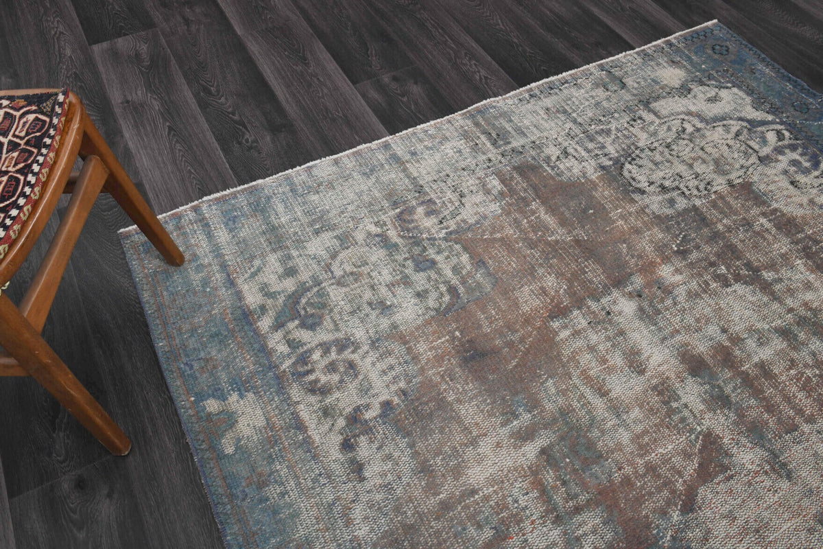 Distressed Oushak Vintage Area Rug