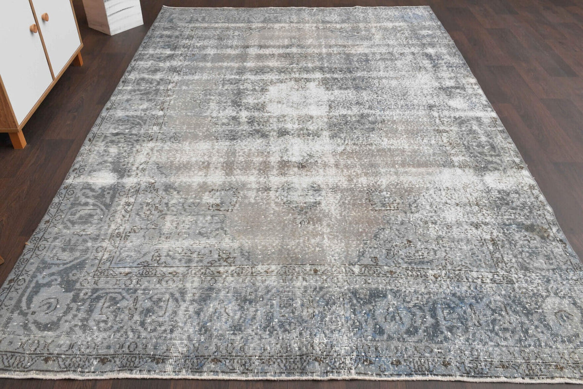 El yapımı vintage halı 198x307 cm oryantal desenli yün - detay görünümü