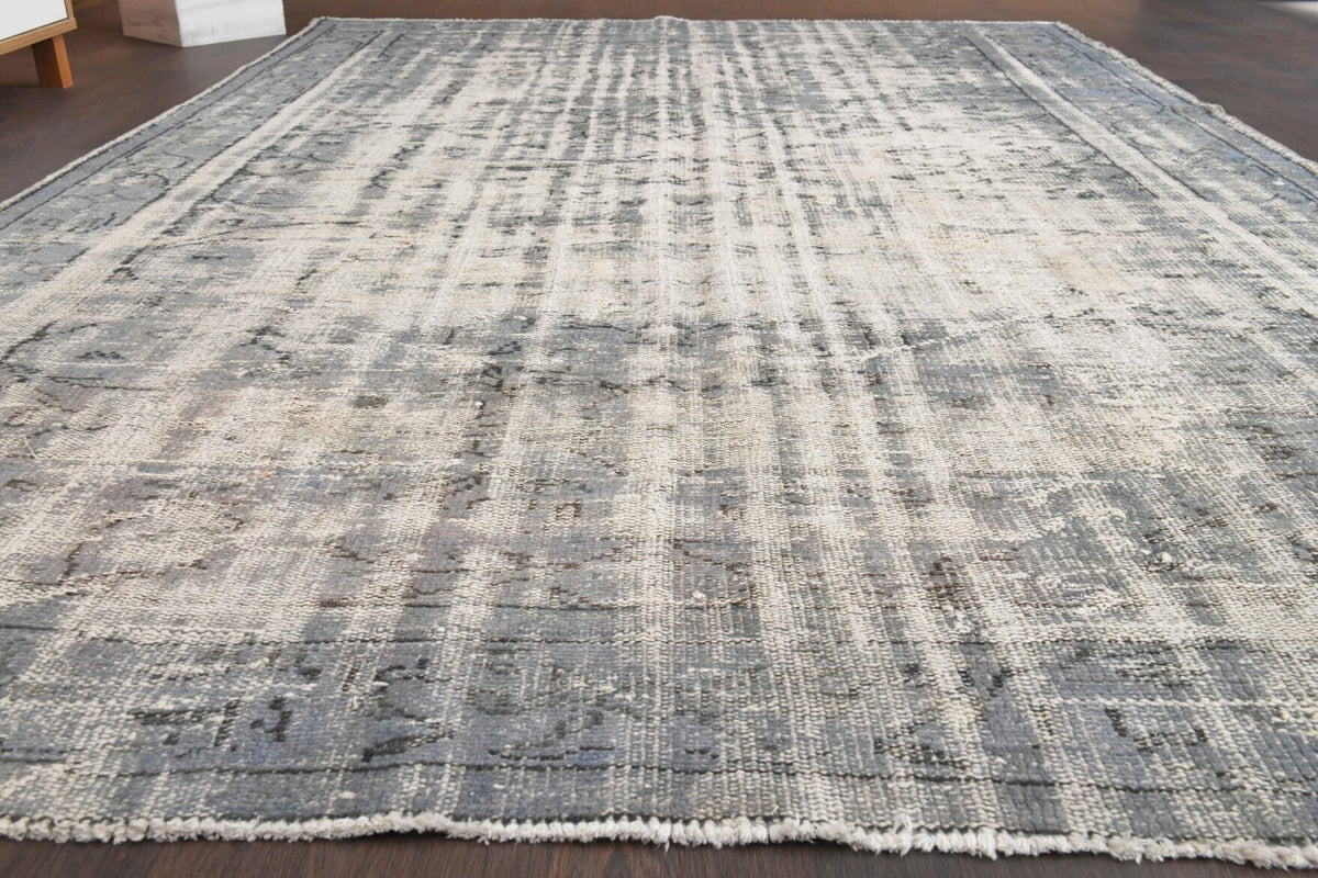 El yapımı vintage halı 183x274 cm soyut desenli yün - yakın çekim doku detayı