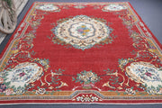 El yapımı vintage halı 274x335 cm oryantal desenli yün - detay görünümü