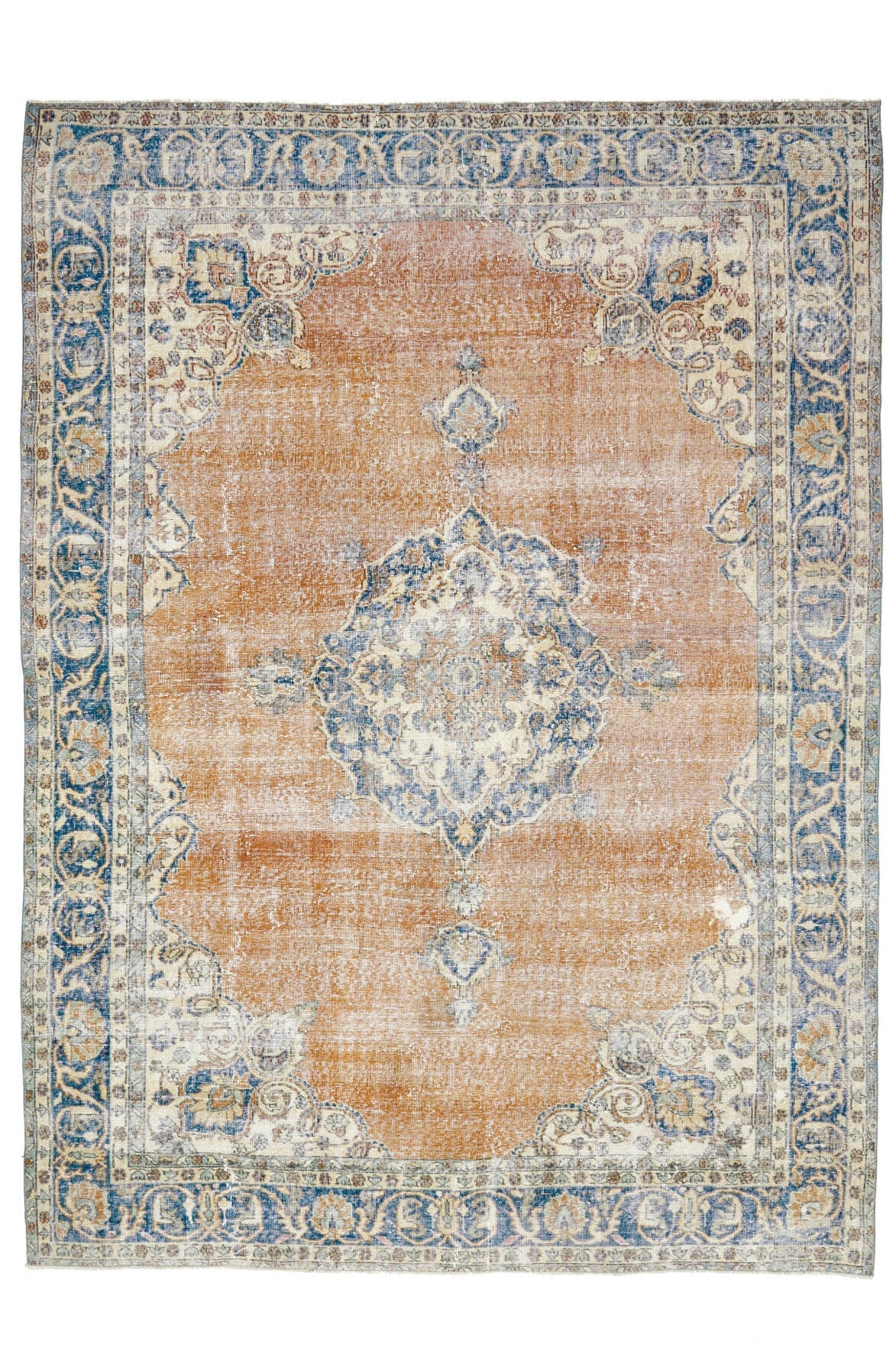 El yapımı vintage halı 234x325 cm oryantal desenli yün