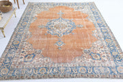 El yapımı vintage halı 234x325 cm oryantal desenli yün - detay görünümü