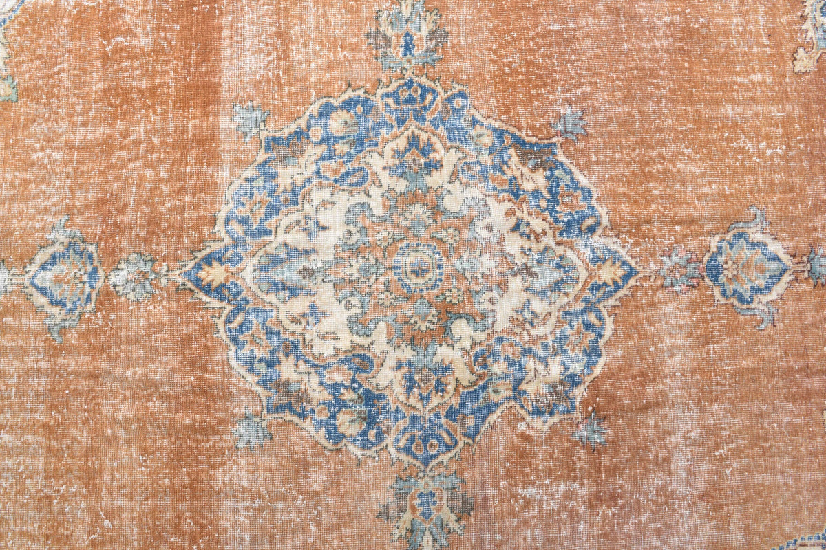 El yapımı vintage halı 234x325 cm oryantal desenli yün - üstten görünüm