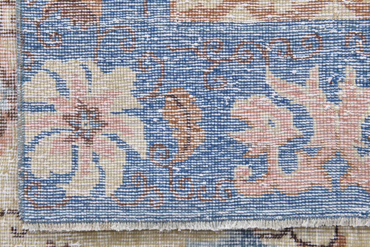 El yapımı vintage halı 213x335 cm oryantal desenli yün - farklı açıdan görünüm