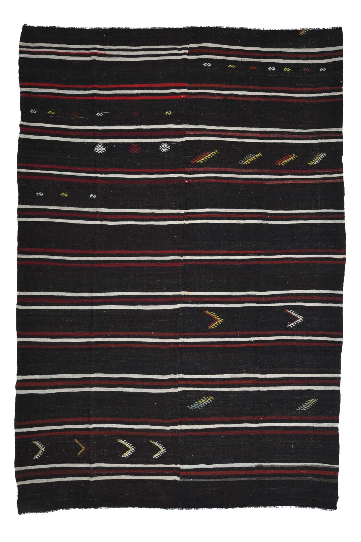 El yapımı vintage halı 287x427 cm çizgili desenli yün