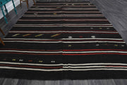 El yapımı vintage halı 287x427 cm çizgili desenli yün - detay görünümü