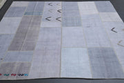 El yapımı vintage halı 295x300 cm düz desenli yün - detay görünümü