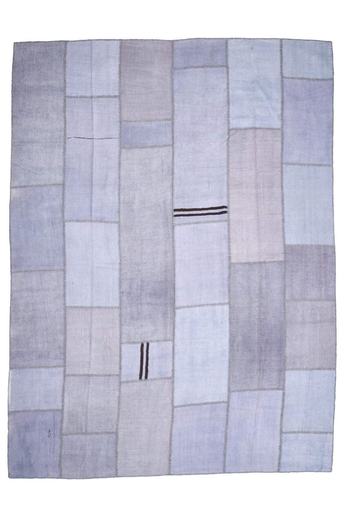El yapımı vintage halı 292x396 cm patchwork desenli yün - detay görünümü
