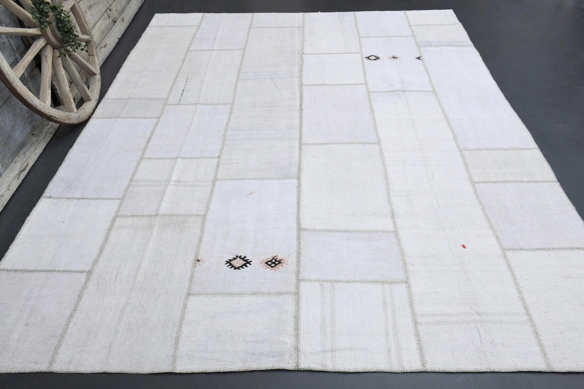 El yapımı vintage halı 295x394 cm düz desenli yün - detay görünümü
