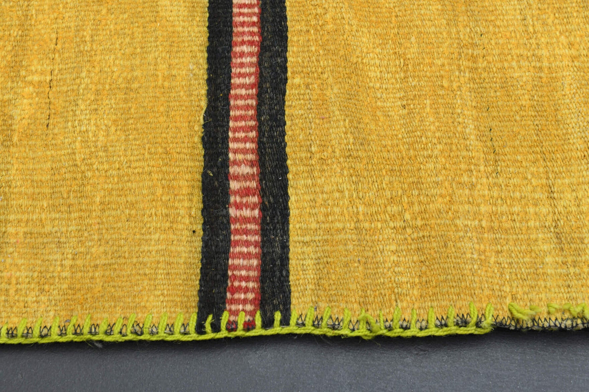 El yapımı vintage halı 292x414 cm düz desenli yün - yakın çekim doku detayı