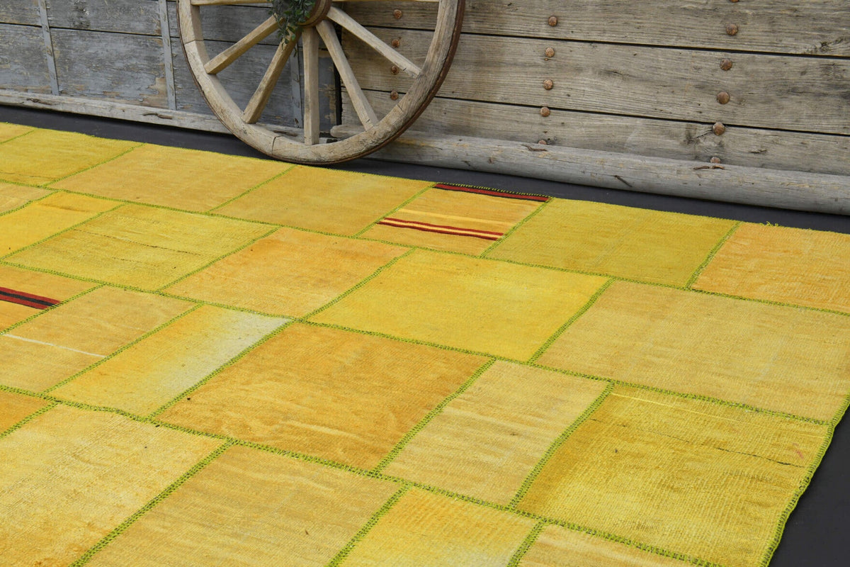 Salon için düz zeminli patchwork vintage halı – 292x416 cm