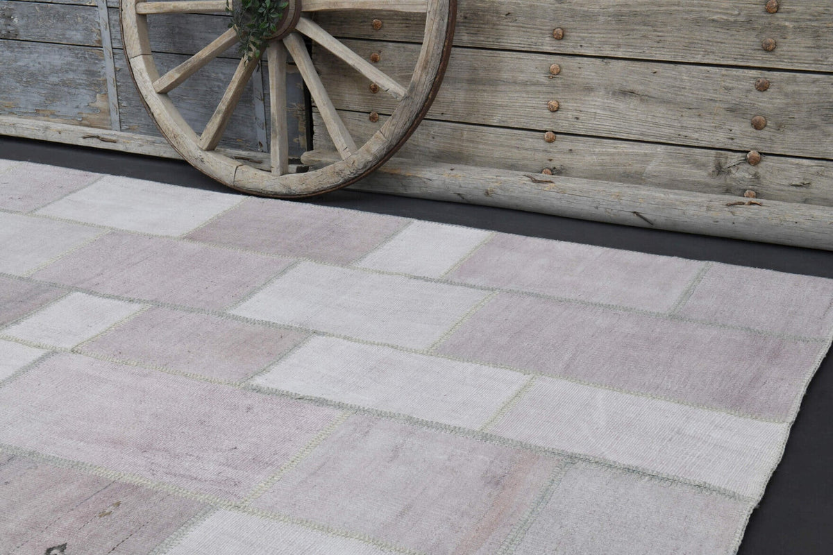 Salon için düz zeminli patchwork vintage halı – 220x368 cm